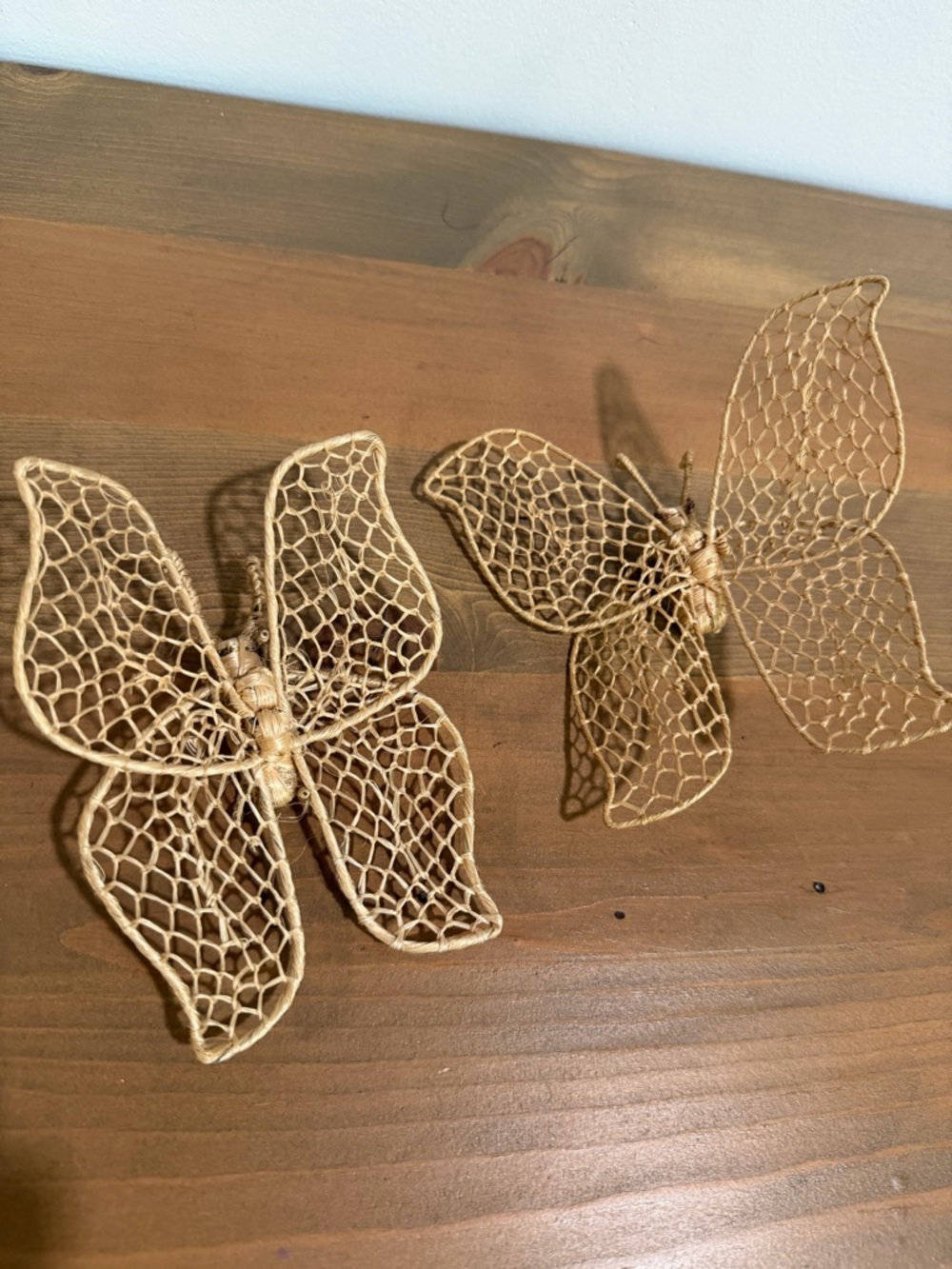 Handcrafted Woven Butterfly Accents in Natural Tan